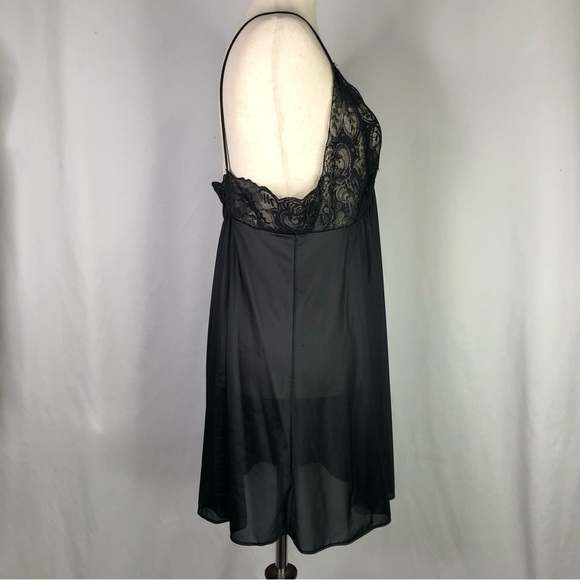 Vintage Shadowline black sheer short slip lace bodice made in USA glam sissy S - Picture 4 of 10